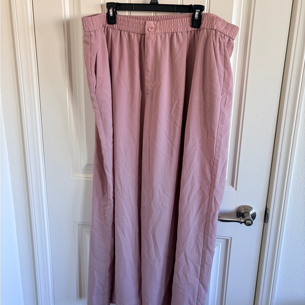 Pink Wide Leg Trouser Pants